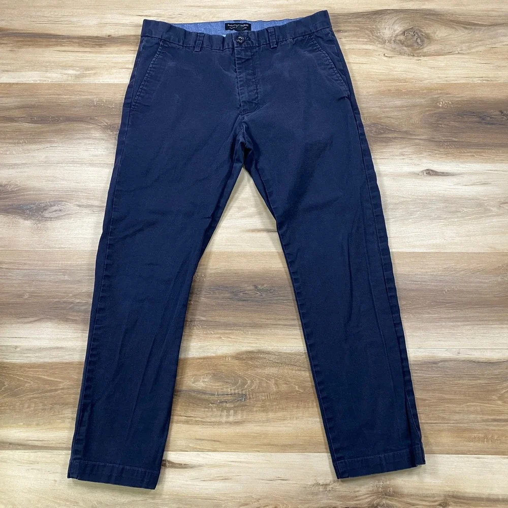 Banana Republic Chino Mens 32x27 Cotton Fulton Skinny Fit Navy Blue Classic